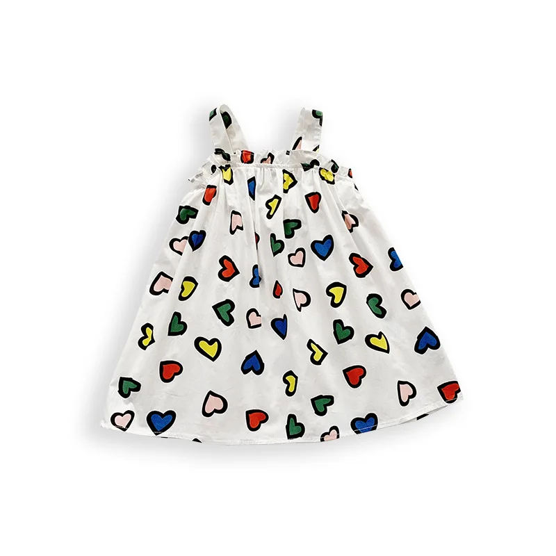 Платье для маленьких девочек лето 2020 с милым принтом в виде сердца крутая одежда