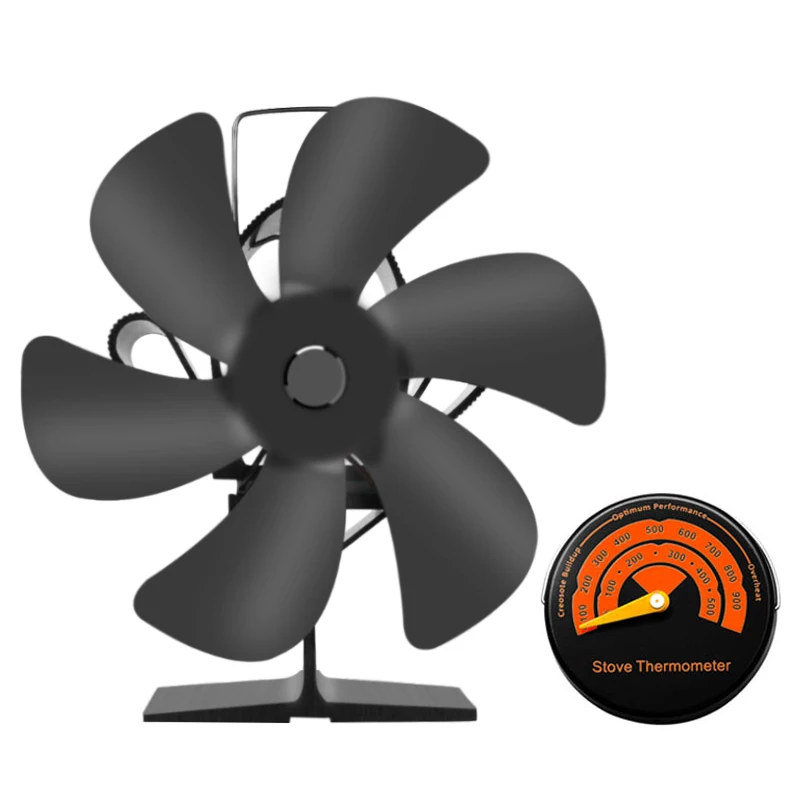 

Black Fireplace 6Blade Heat Powered Stove Fan Log Wood Burner Ecofan Quiet Fireplace Fan Fuel Saving Efficient Heat Distribution
