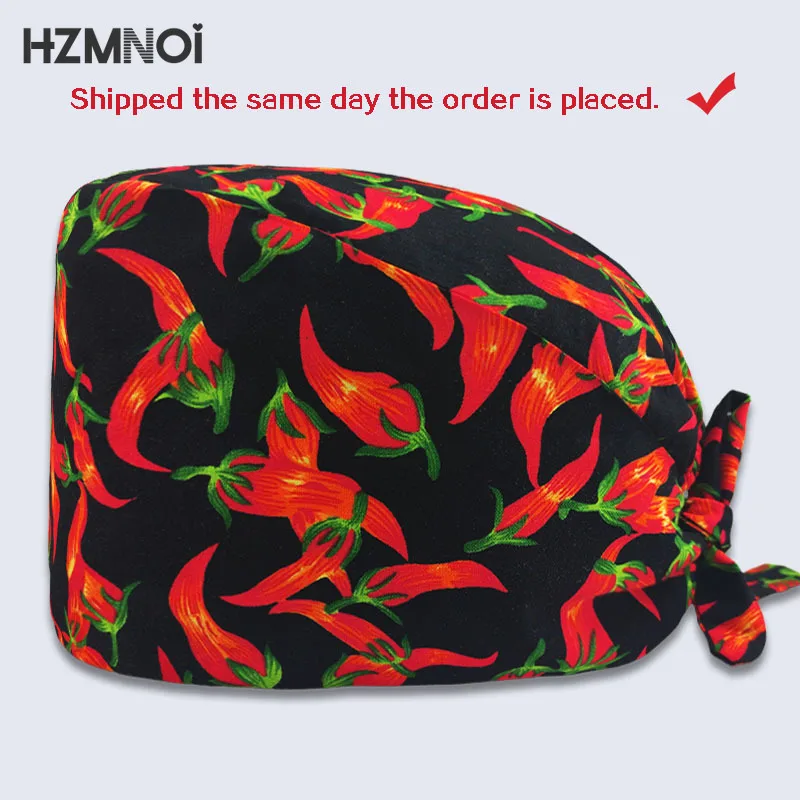 

New Floral Printing Surgical Caps Woman Nurse Cap Surgeon Surgery Cap Dentist Cap Kitchen Laboratory Beauty Salon Scrub Cap