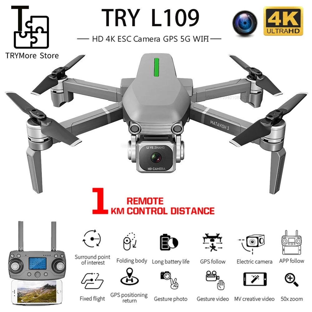 L109 Дрон 4k с Hd камерой Gps 5g Wifi Квадрокоптер Профессиональный бесщеточный двигатель