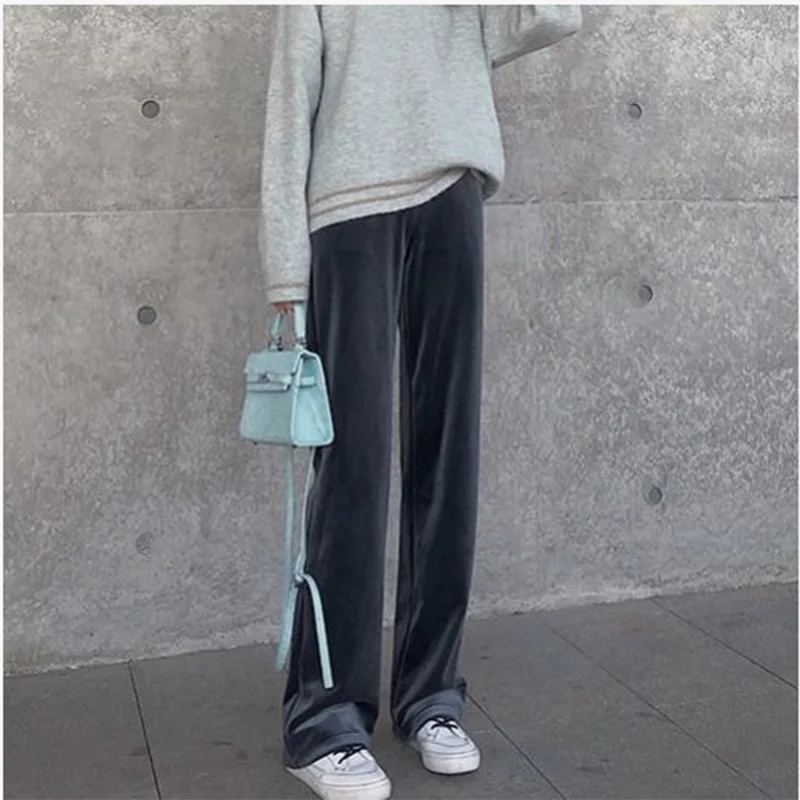 Брюки женские с широкими штанинами повседневные Прямые длинные свободные