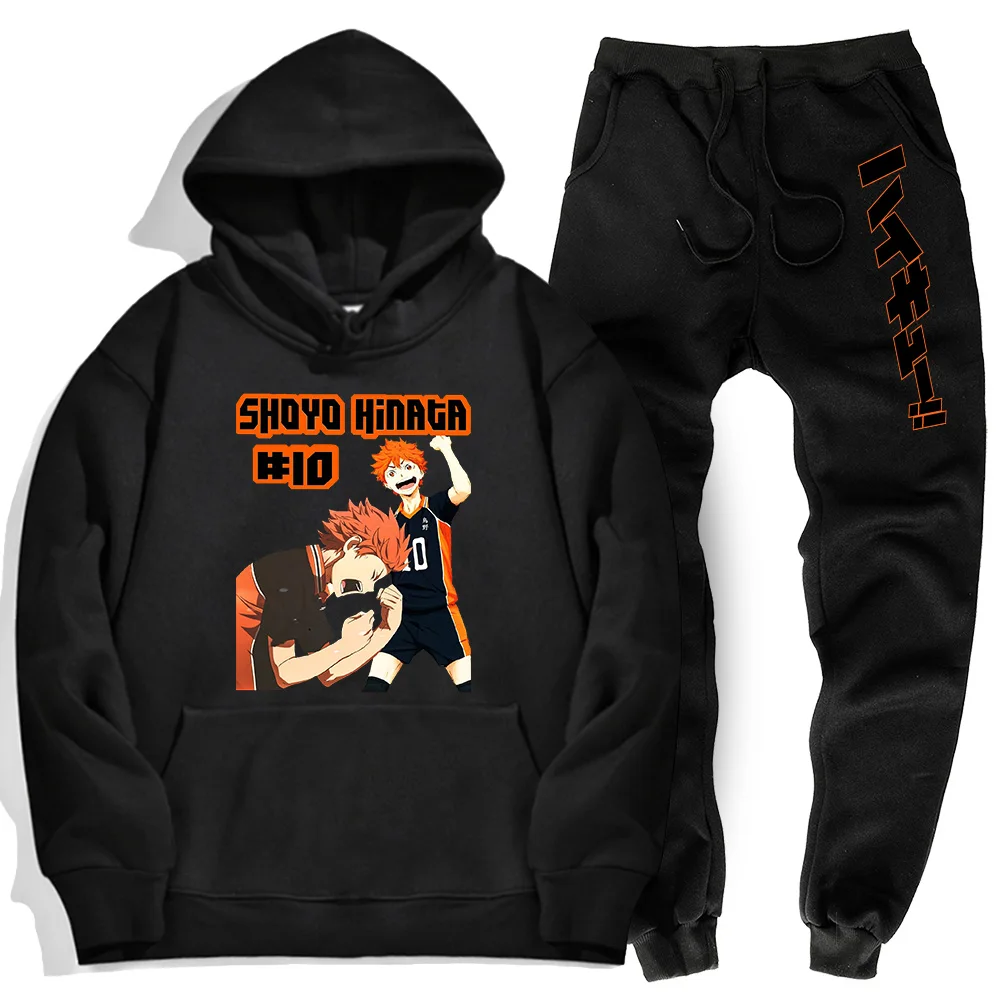 

Haikyuu Karasuno Japanese Printed Warm Male Hoodie Suit Outdoor Streetwear Mens Hoody And Pants Harajuku Casual Warm Sweatshirt