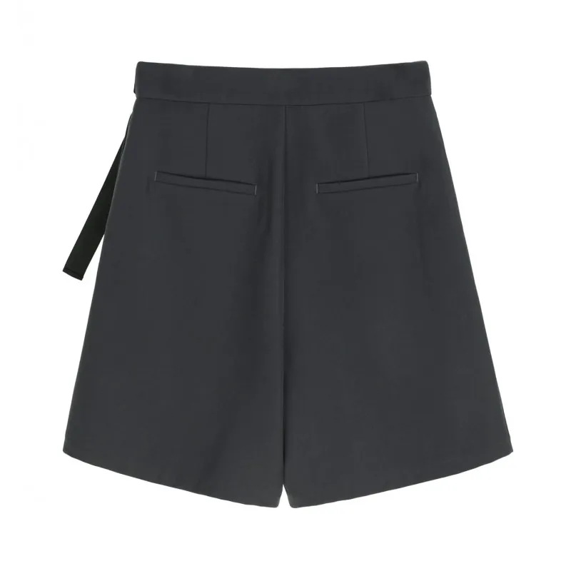 

Spring New Women Short Sleeve Blazer Wide Leg Shorts Casual Two Piece Set Street Single Breasted Short Coat Loose Shorts Set