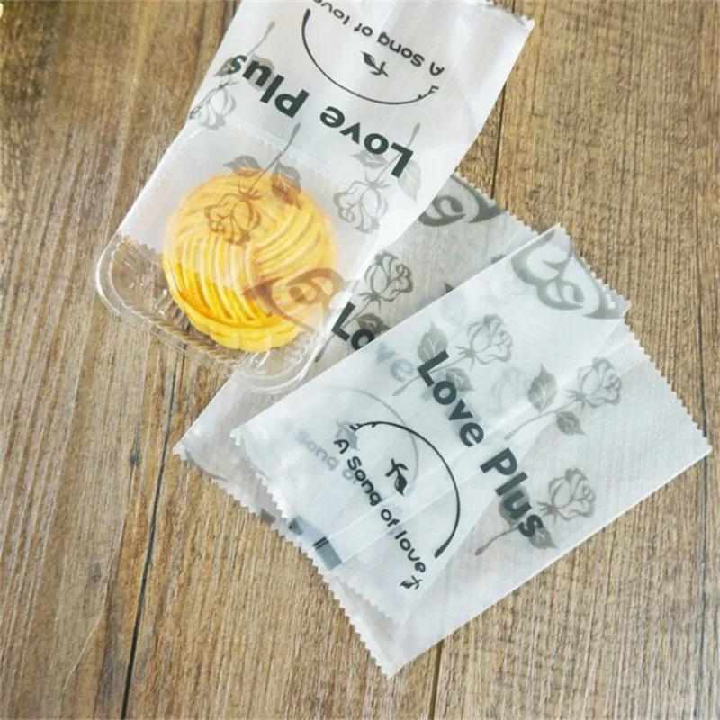 

100 Pcs/lot Love Plus Pattern Candy Cranberry Biscuit Mooncake Packing Bags Machine Sealin Plastic Cookies Package