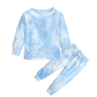 in stock cotton 2 pieces casual tye dye fall sets for kids girls