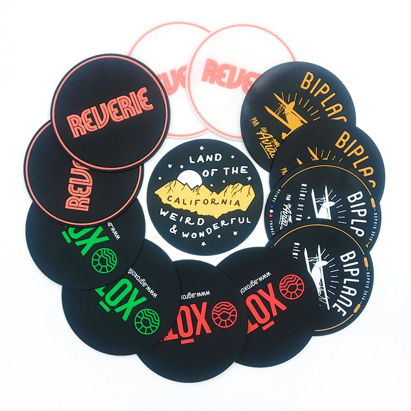 

Custom logo SiliconeGlass drink cup Coaster Sets