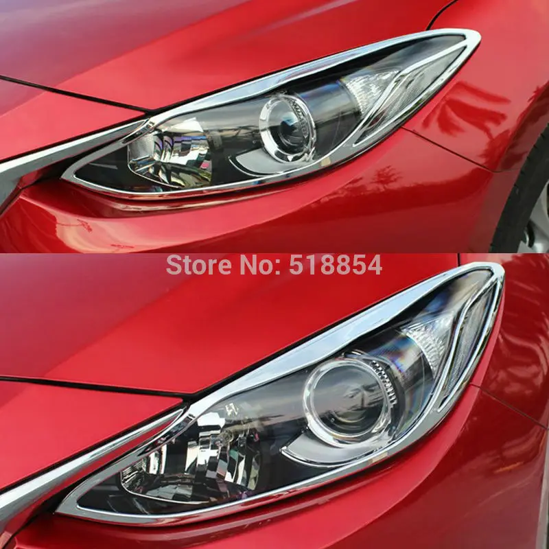 ACCESSORIES FIT FOR 2014 2015 2016 MAZDA 3 AXELA CHROME FRONT LAMP LIGHT HEADLIGHT COVER TRIM MOLDING GARNISH SURROUND 2PCS/SET |