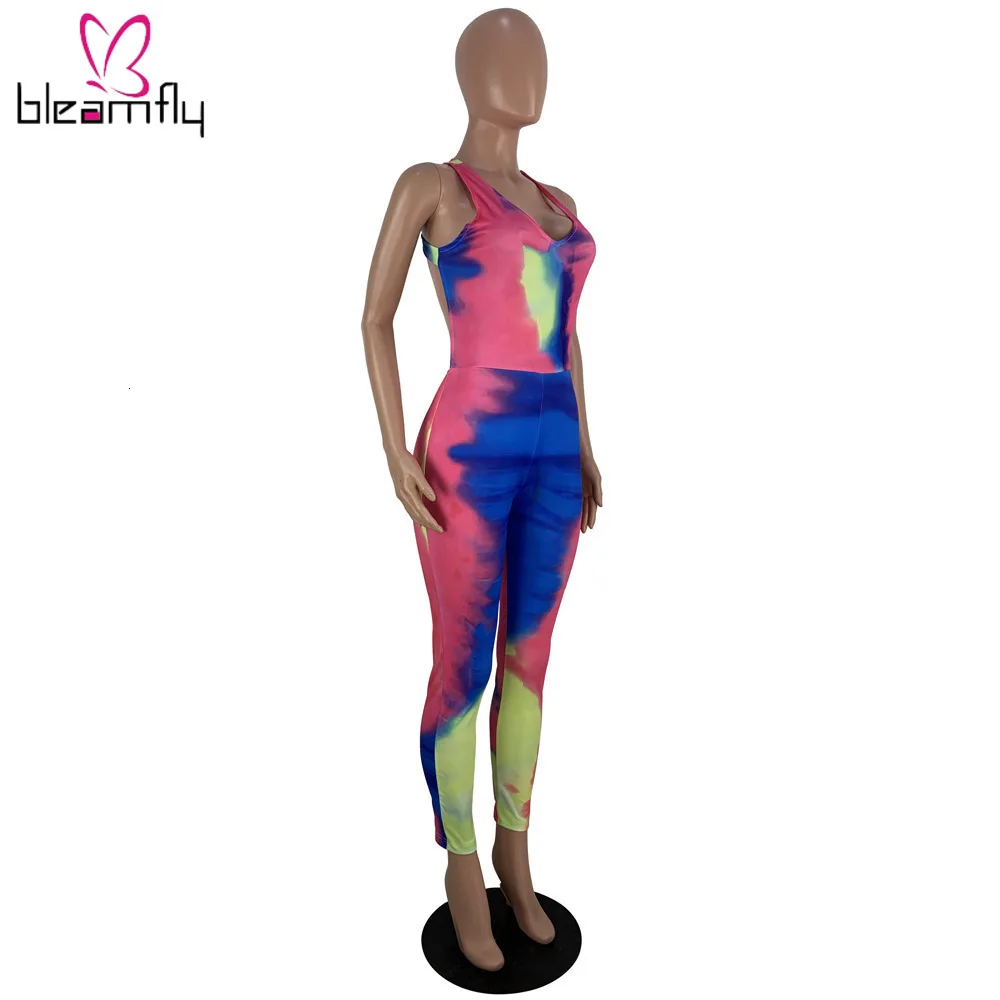 Женский новый летний обтягивающий комбинезон с принтом Галактики без рукавов