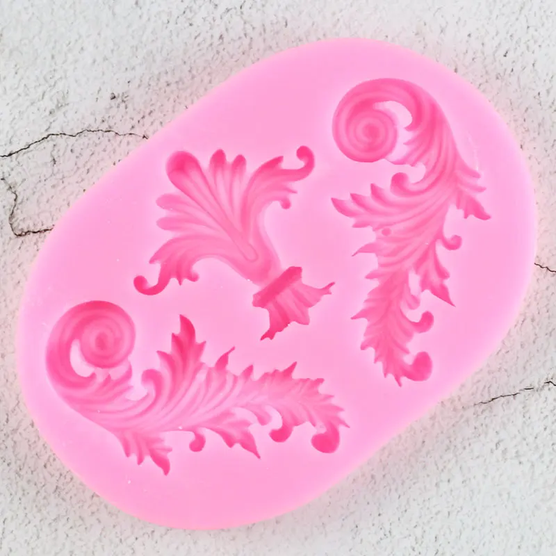 Прокрутки рельефа силиконовые формы для выпечки листья помадка кекса торт