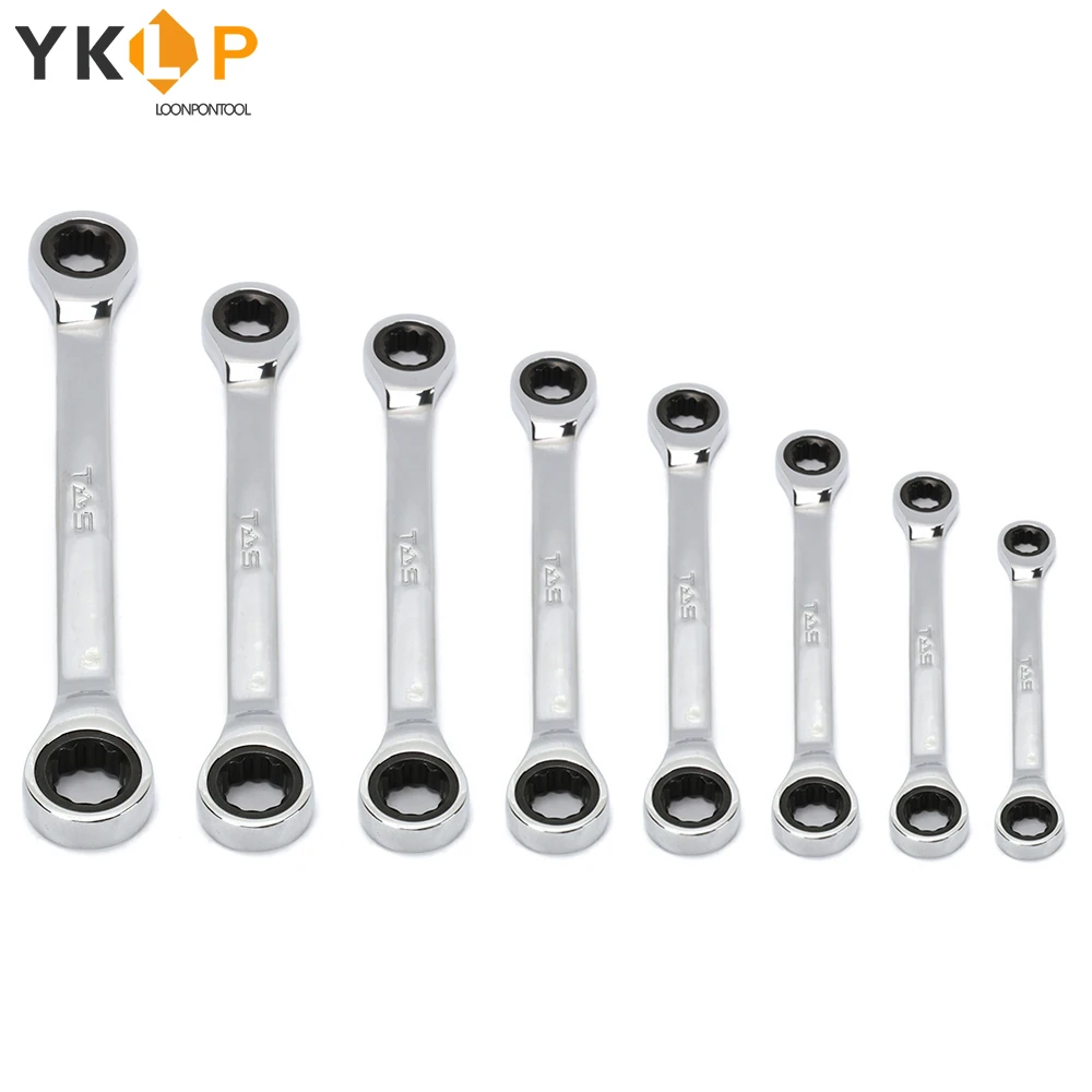 Гаечный ключ двухсторонний с храповым механизмом хром ванадиевая ручка ручной