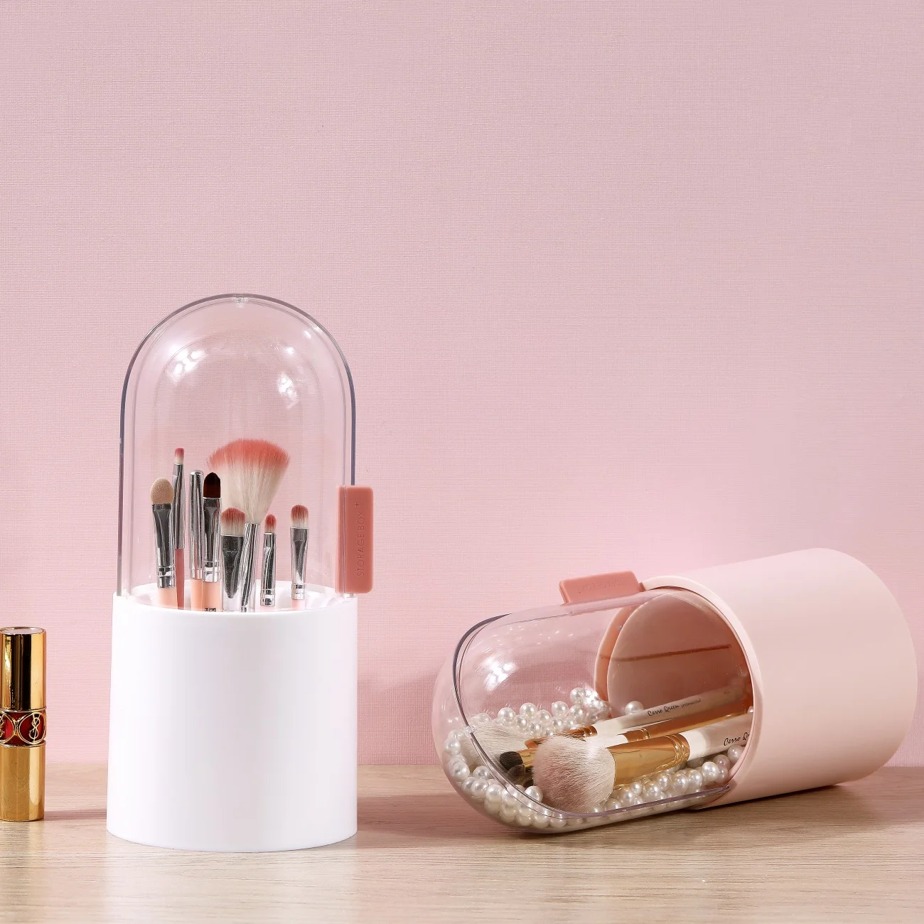 Acrylic Cosmetic Organizer Box Transparent Rotating Makeup Brush Case Holder Lipstick Eyebrow Pencil Storage Tube | Дом и сад