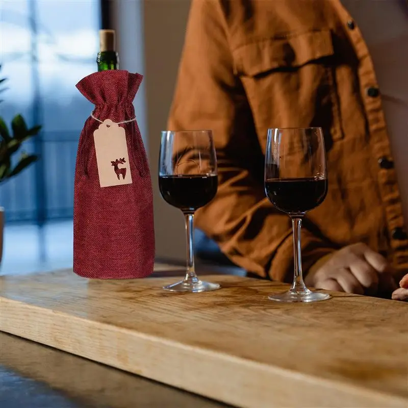 

1 Set 12Pcs Linen Wine Bags Drawstring Wine Gift Bags (Assorted Color)