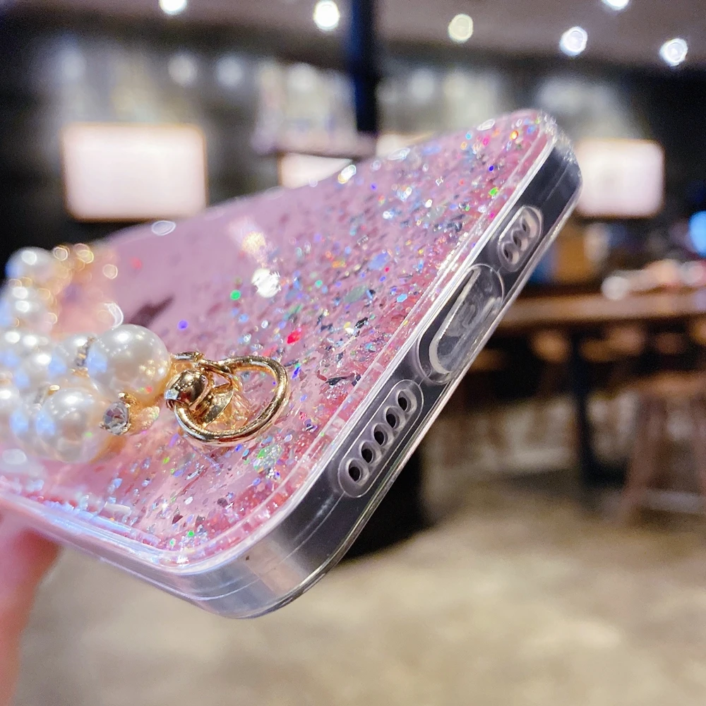 Luxury Jewelled Pearl Bracelet Phone Case For Samsung S21 FE S20 Plus S10 Lite S9 S8 S10E Note 20 Ultra 10 Pro 8 9 | Мобильные