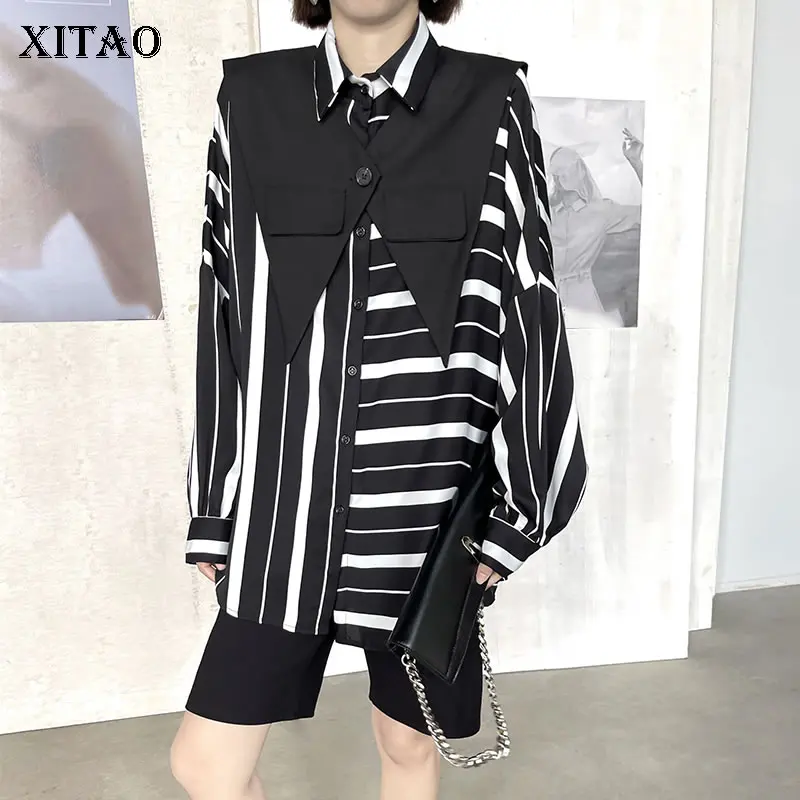 

XITAO Patchwork Single Button Solid Wrap Women 2021 Autumn Casual Fashion New Style Temperament All Match Women Clothes WMD3420