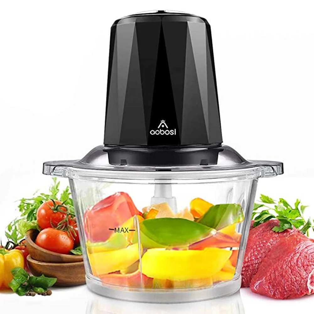 

AMZCHEF 2 Speeds 300W Electric Chopper Meat Grinder Mincer Food Processor Slicer With 1.8L BPA-Free Glass Bowl&4 Sharp Blades