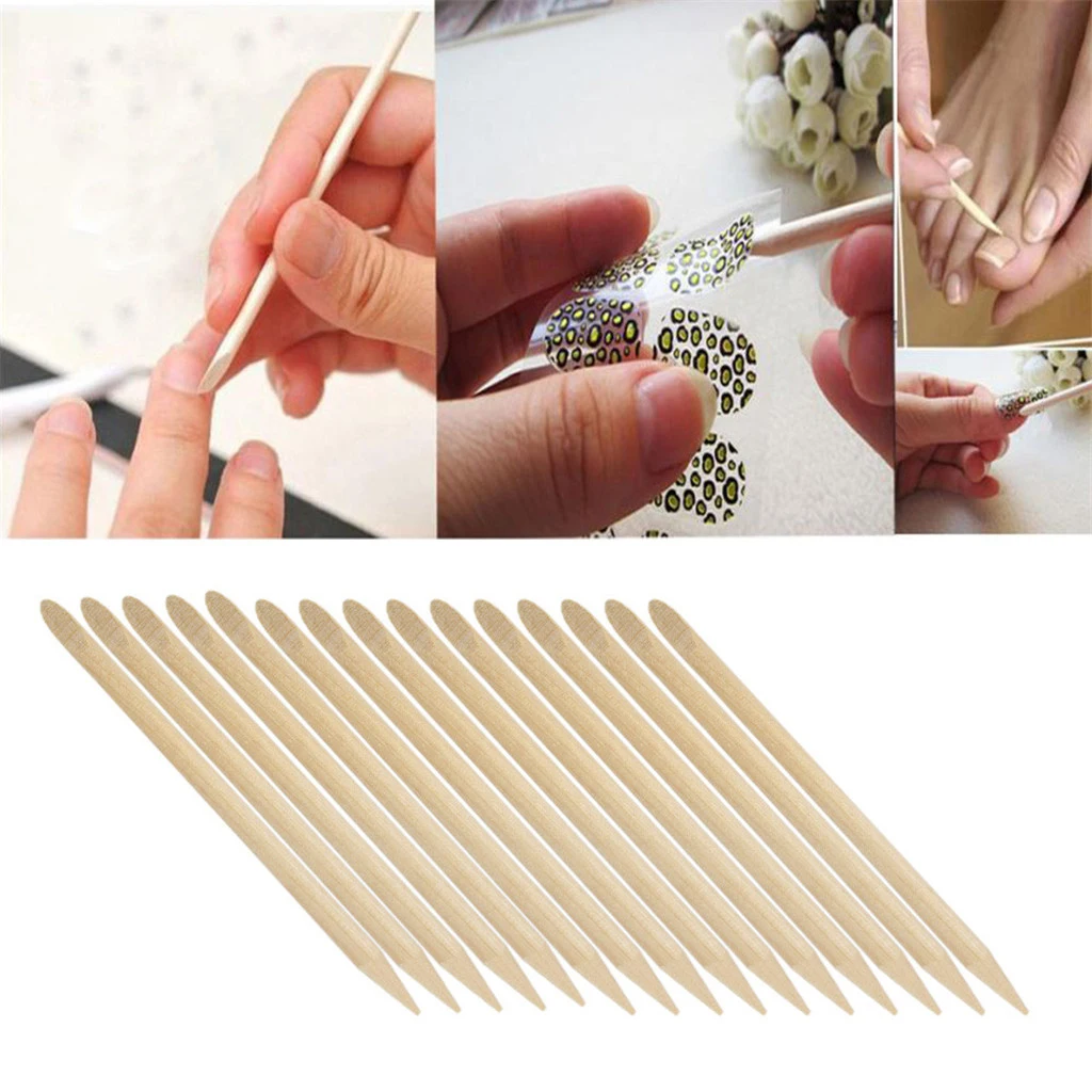 

100Pcs Double Sided Nail Art Cleaner Tool Wood Stick Cuticle Pusher Remover