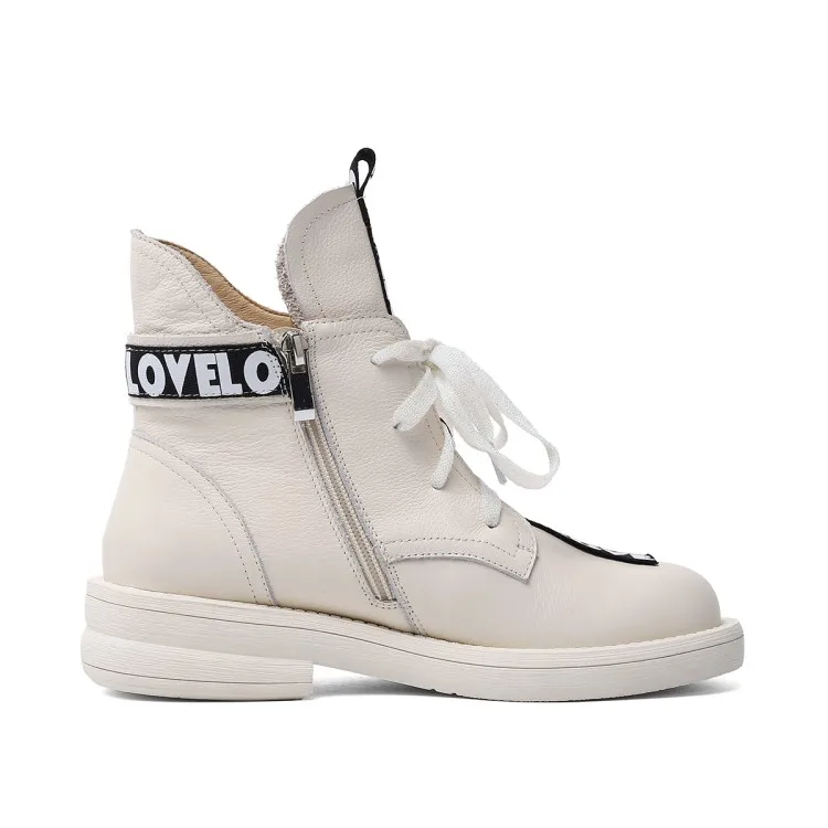 

Olomm New Fashion Women Winter Leather Ankle Boots Square Heel Boots Round Toe Nice Beige Black Casual Shoes Women US Size 4-8.5