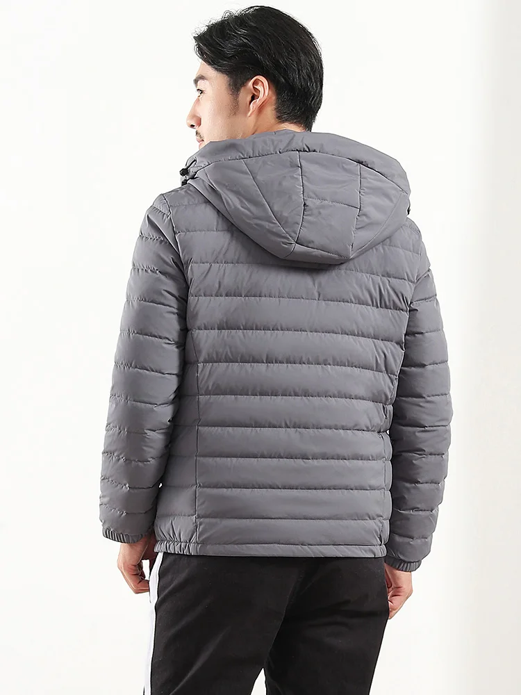 

CHERICOM New down jacket men's casual light and thin solid color hoodie drawstring down jacket 239508