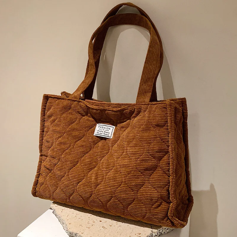 

Вельветовые сумки-тоуты, брендовая дизайнерская вместительная сумка для покупок для женщин, популярная зимняя женская сумка на плечо, моде...