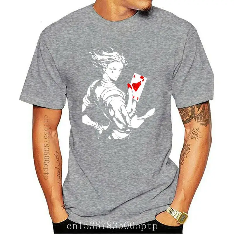 

Новая футболка Hisoka Joker с рисунком карточной игры, искусство, фантомный Охотник X Hunter, фантазия аниме, черная Хлопковая мужская футболка, женс...
