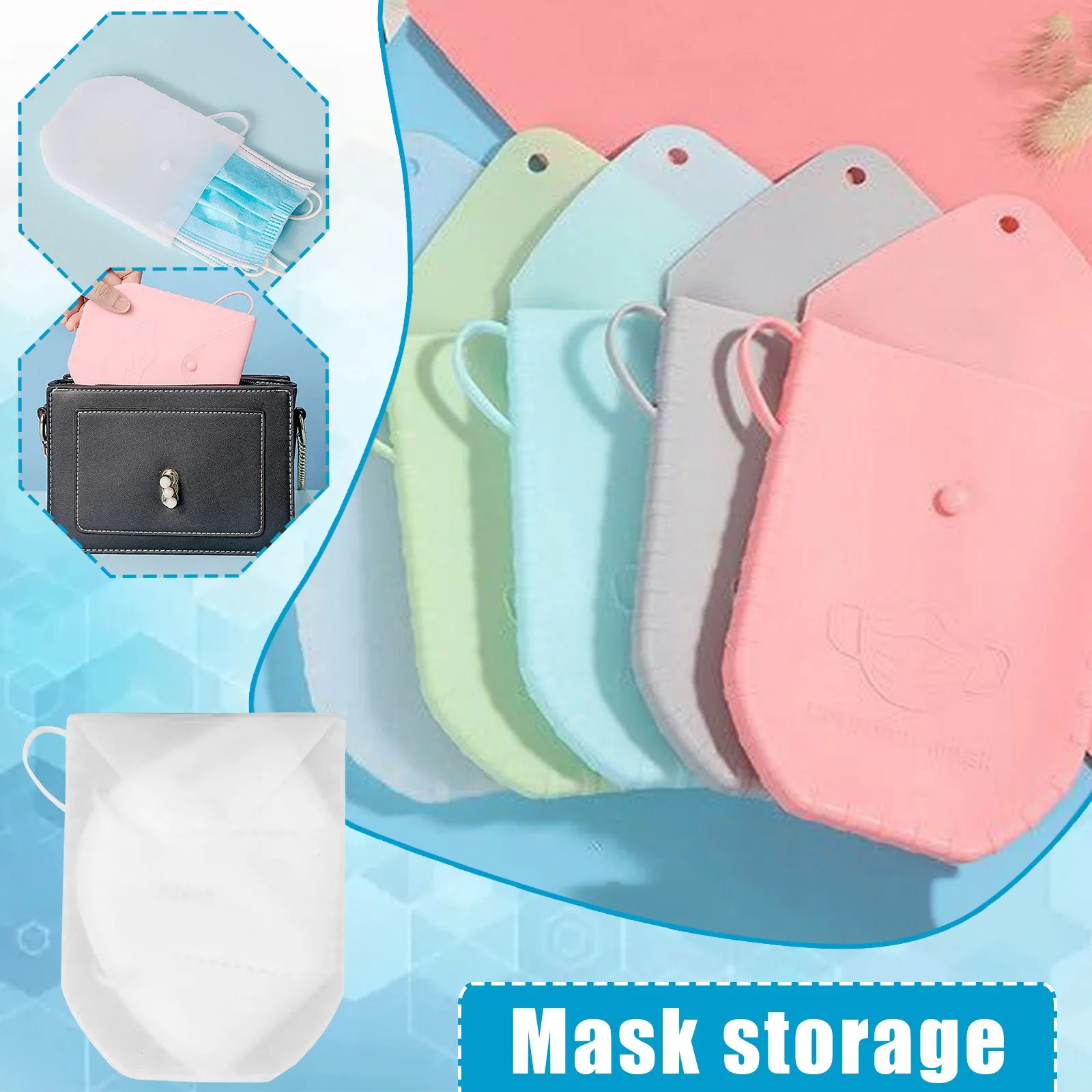 

Цветной контейнер для хранения маски, силиконовый зажим, многоцветный портативный держатель с зажимом, студенческий водонепроницаемый орг...