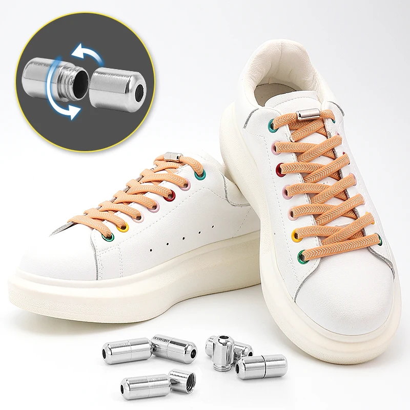 

A pair of elastic sports shoelaces with capsule locks flat-bottomed non-lacing shoelaces children and adults fast laces for lace