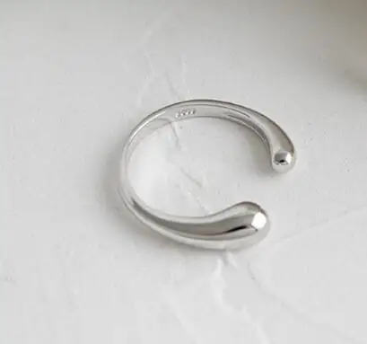silver SHANICE Аутентичное кольцо из стерлингового серебра 925 пробы, гладкое кольцо, регулируемое кольцо, ювелирные украшения для женщин, вечерние аксессуары - Цвет основного камня: silver