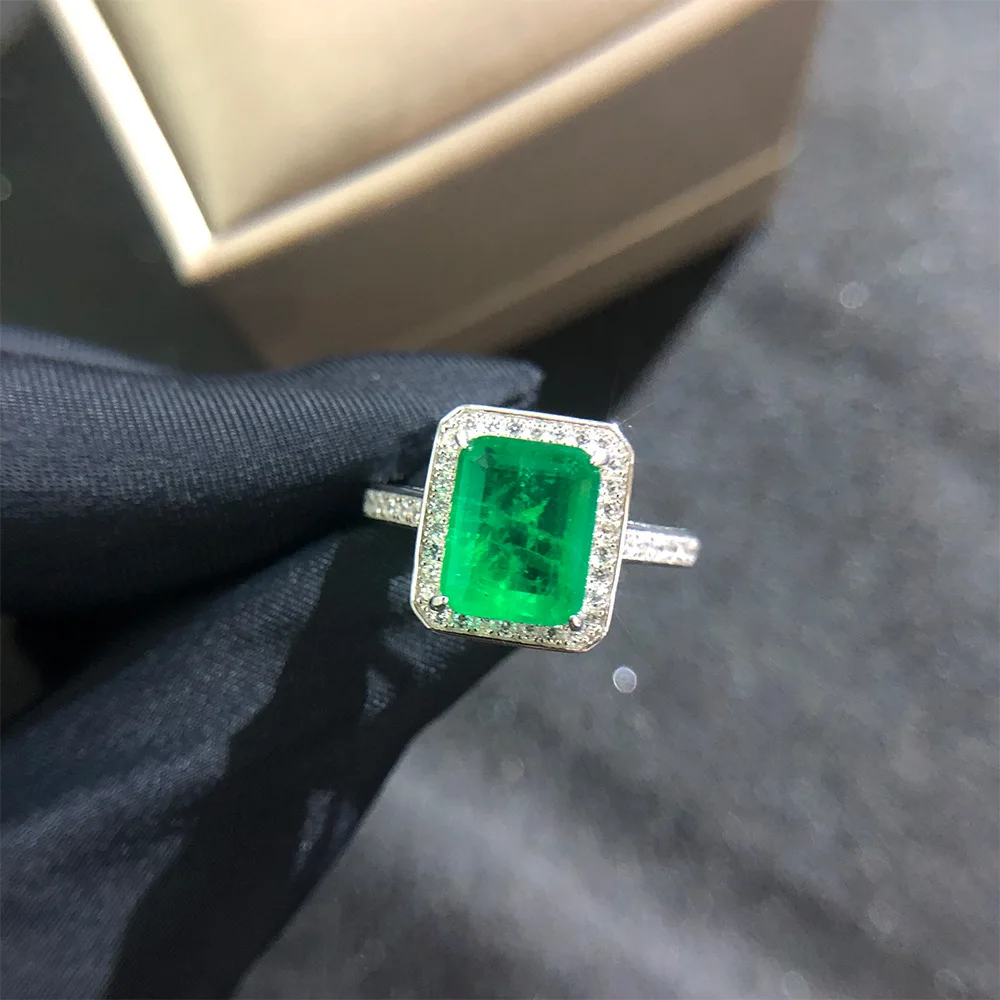 

Квадратный 3ct Изумрудное кольцо с бриллиантом 100% оригинальный 925 серебро обручальные кольца для женщин, свадебные украшения, подарок