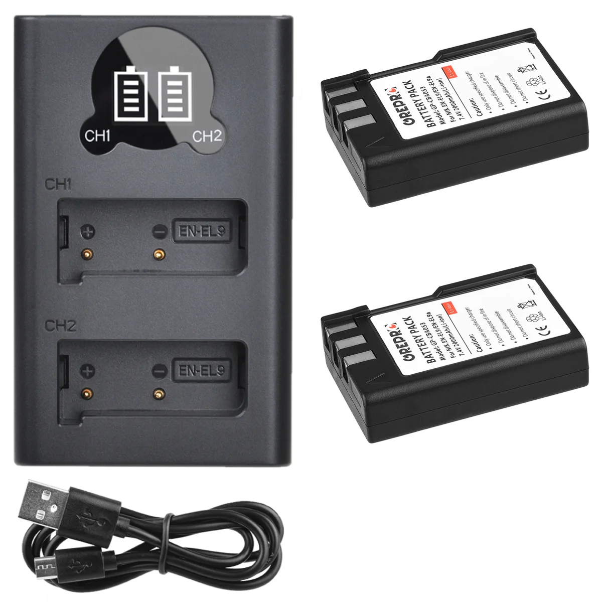 EN-EL9A EN-EL9 Battery Pack + Charger with USB and Type-c Port for Nikon D3000 D5000 D40X D40 D60 DSLR EN EL9 EL9A | Электроника