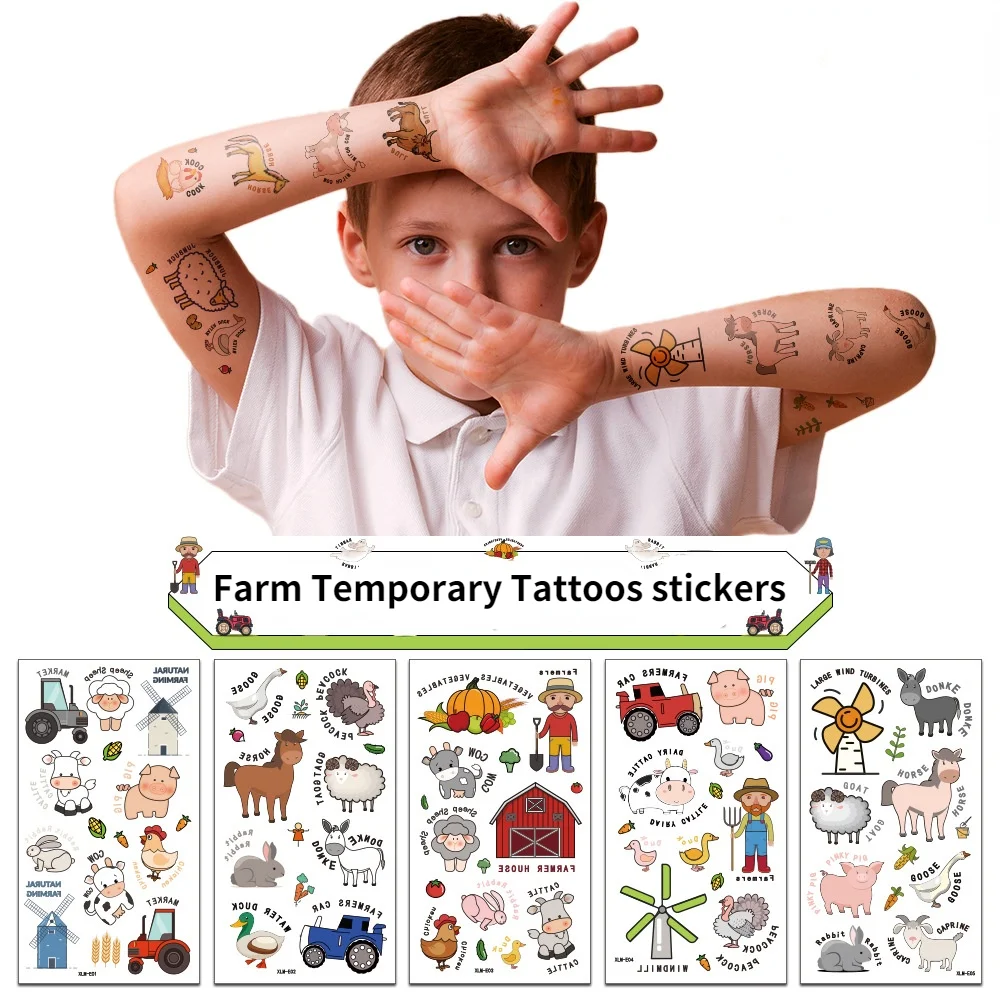 autocollants-de-tatouage-temporaire-impermeable-pour-enfant-fournitures-de-fete-a-la-ferme-remplissage-de-sacs-cadeaux-d'anniversaire-10-pieces