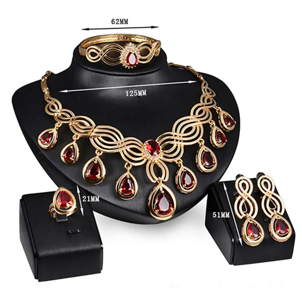 

Noble Cubic Zirconia Earrings Necklace Bib Statement Ring Bracelet Jewelry Set
