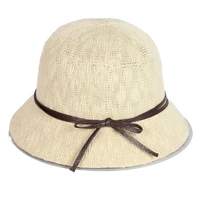 wholesale summer women lady outdoor sunshade travel straw hats female breathable paper bucket hat
