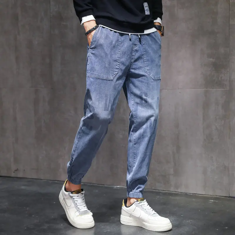 New British Style Men's Jeans Spring And Autumn Loose Legged Overalls Pants Fashion Street Casual Harlan Capris