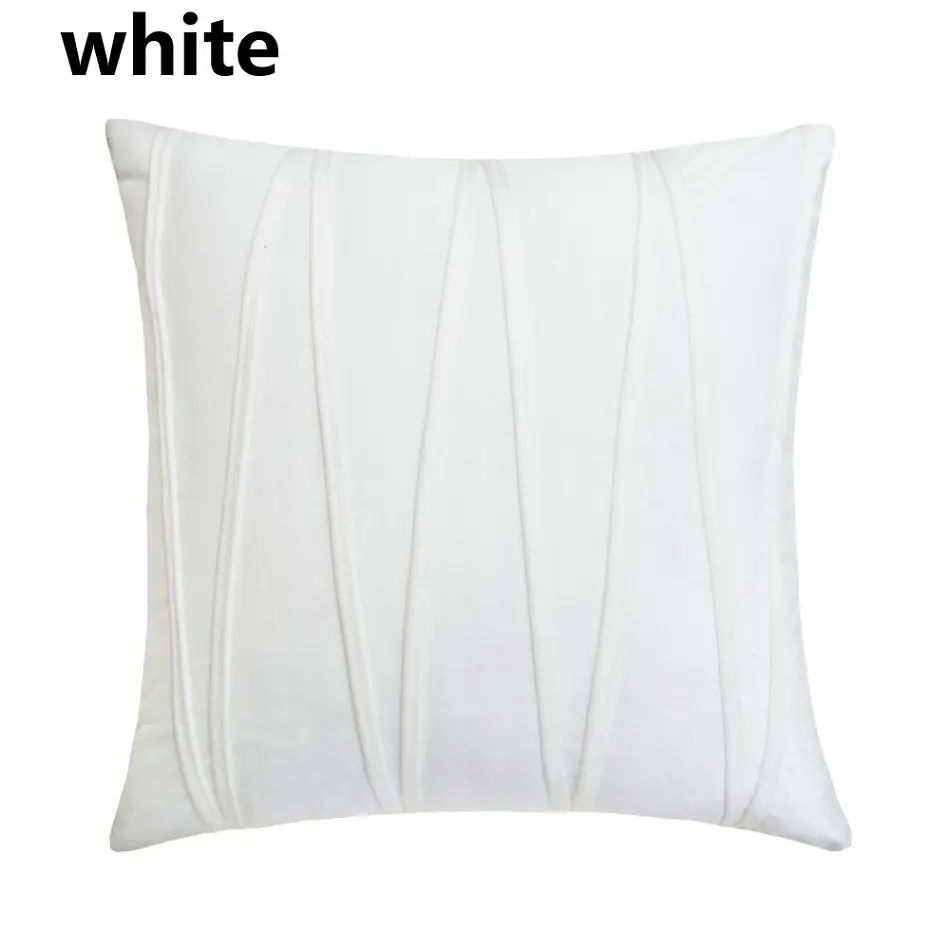 W WHITE Новинка, супер мягкий вельветовый чехол для диванной подушки, решетчатый жаккардовый чехол для подушки, геометрический декоративный чехол для подушки для дома, отеля, автомобиля - Цвет: W WHITE