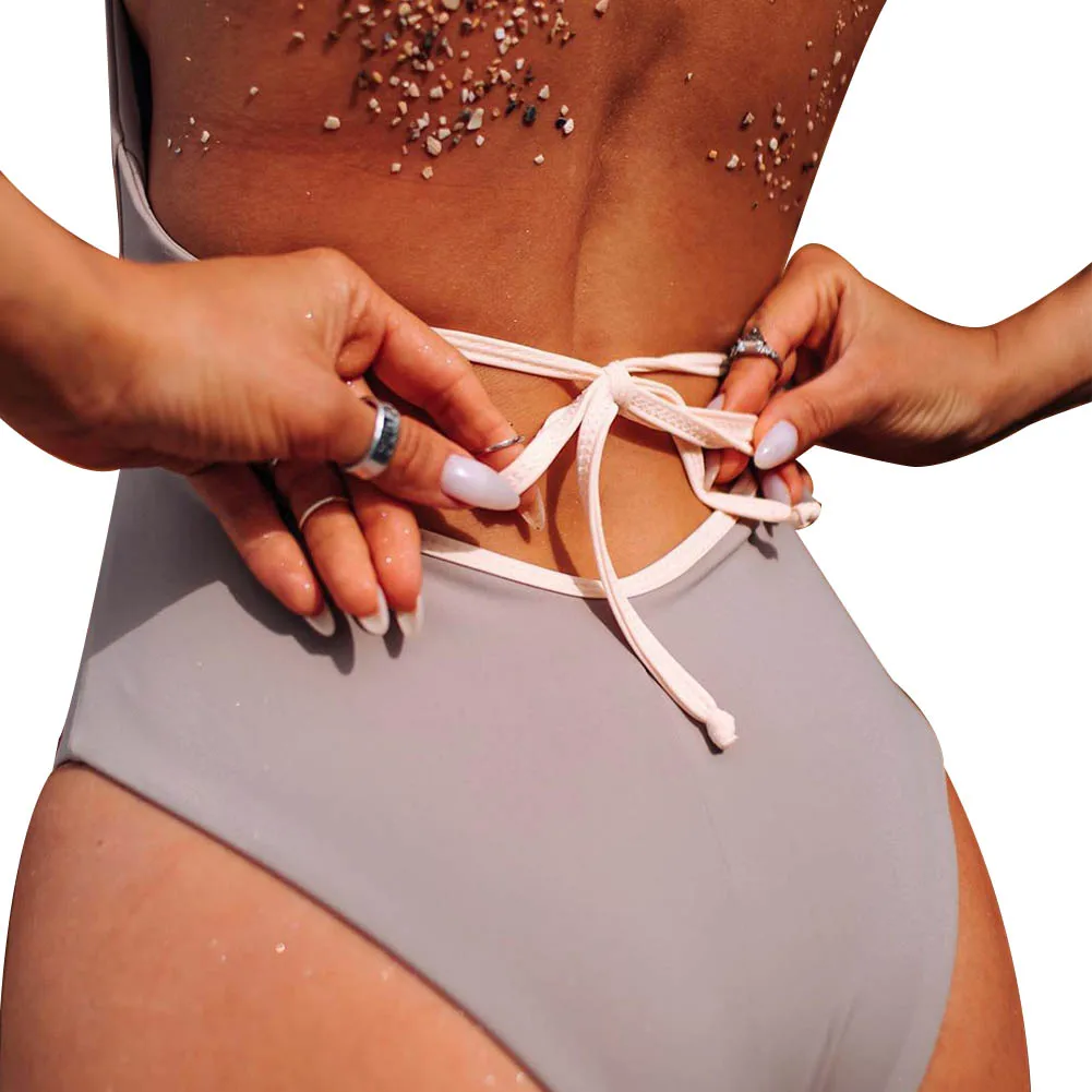 Лидер продаж 2020 женский сексуальный слитный купальник с вырезами и завязками