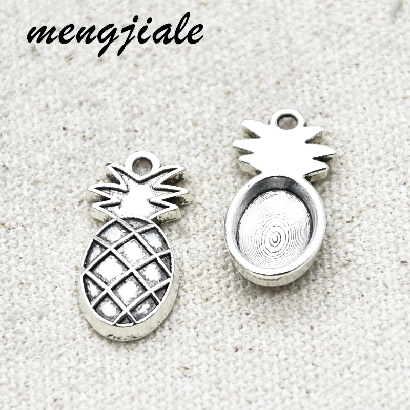

15pcs Two Color Pineapple Charms Alloy Metal Fruit Pendants For DIY Handmade Jewelry Accessories Making 24*11mm