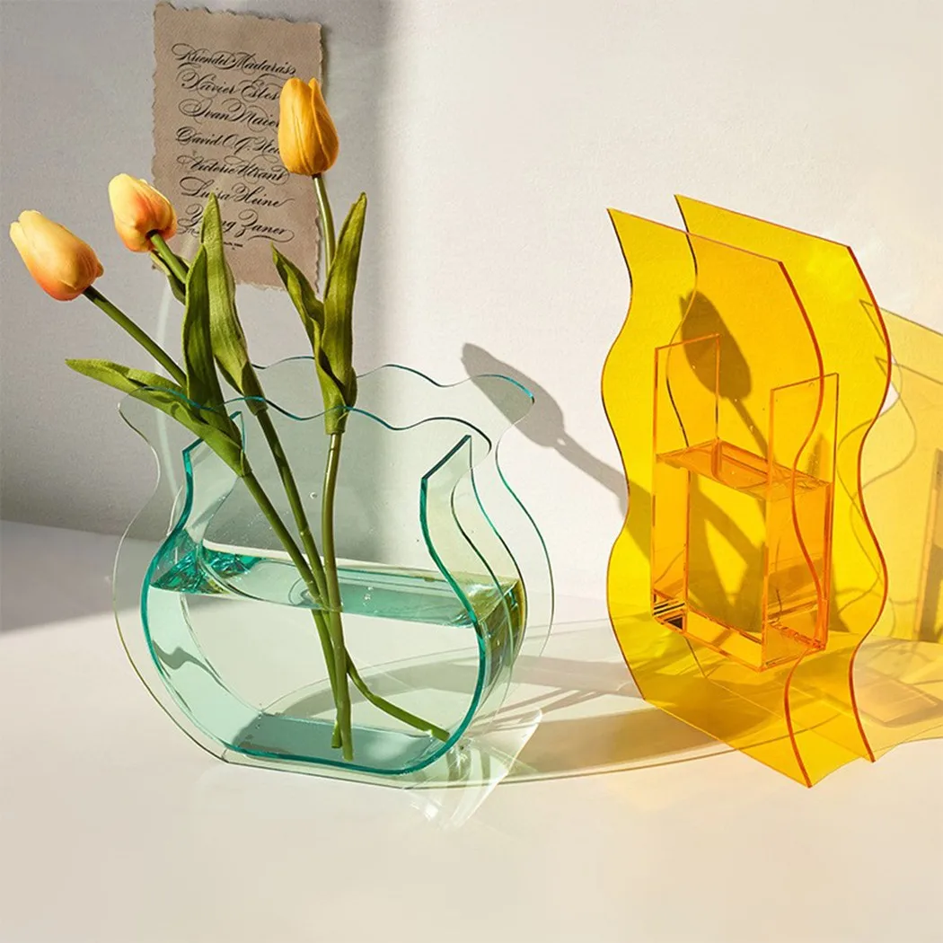 

1*20*19cm Vase Acrylic Vase Flowers Container Decoration Wedding Party Home Office Decoration 100% Brand New And High Quality