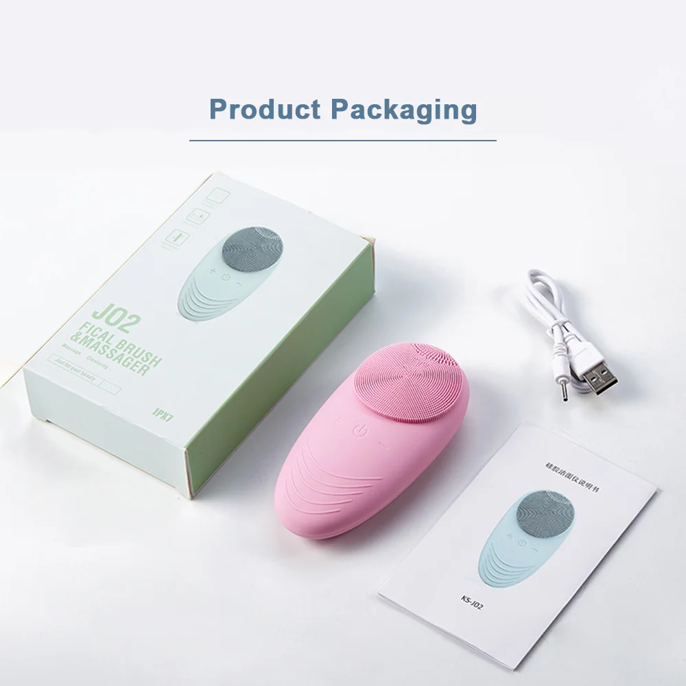 

A02 Electric Facial Cleaning Brush Face Skin Care Tools IPX7 Waterproof Silicone Cleanser Facial Massager Ultrasonic Cleaning