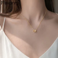 foxanry 925 stamp clavicle chain necklace trend creative variety of wearing methods zircon bride jewelry birthday gift