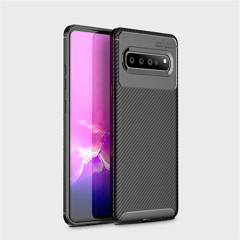 Углерода для задней панели телефона чехол s для samsung Galaxy S9 S10 плюс 5G Note 9 10 Pro Чехол J2 Core J3 J7 J4 J6 J8 A6 A7 A8 силиконовый чехол - Цвет: Black