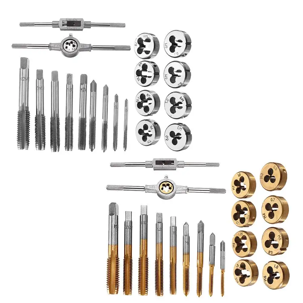 

20pcs Alloy Steel M3-M12 Screw Thread Metric Plugs Taps Tap Wrench Die Wrench Set Hand Screw Taps Hand Tools