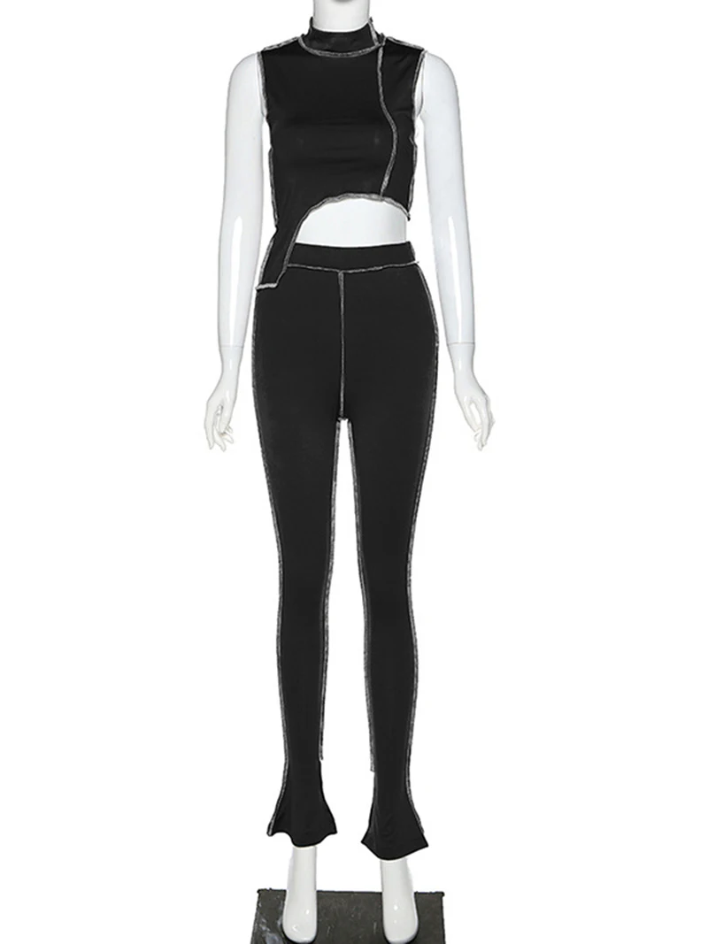

Women's polyester personality irregular solid color slimming fashion sports fitness suit S9K0934