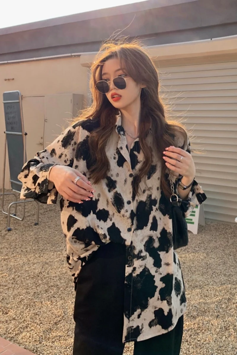 Рубашка женская с леопардовым принтом Повседневная блуза из сетчатой ткани