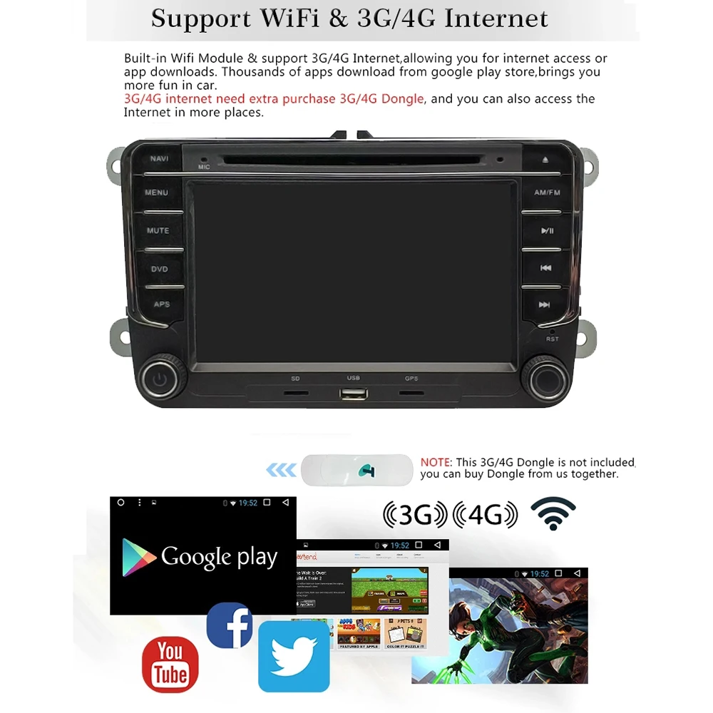 Автомагнитола 2 DIN 7 дюймов Android 8 1 универсальный автомобильный DVD плеер для Volkswagen VW