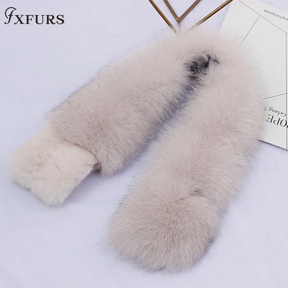 FXFURS настоящий Лисий мех шарф из меха кролика рекс натуральный Лисий Мех глушитель корейский Модный меховой воротник