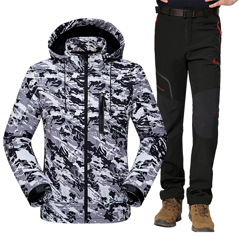 Софтшелл куртка мужская теплая флисовая походная и брюки уличная