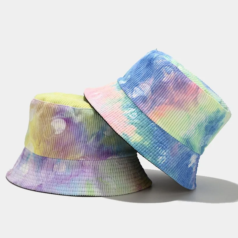 

Autumn And Winter Corduroy Color Print Bucket Hat Fisherman Hat Outdoor Travel Cap Sun Hats for Men and Women 262