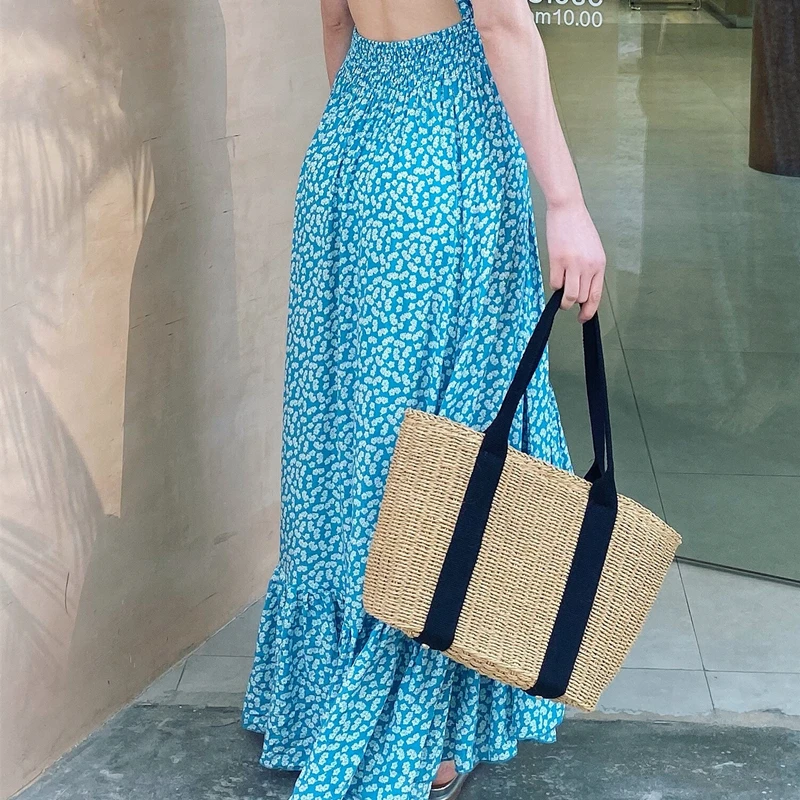 Платье женское длинное с тропическим принтом пикантное вечернее элегантное