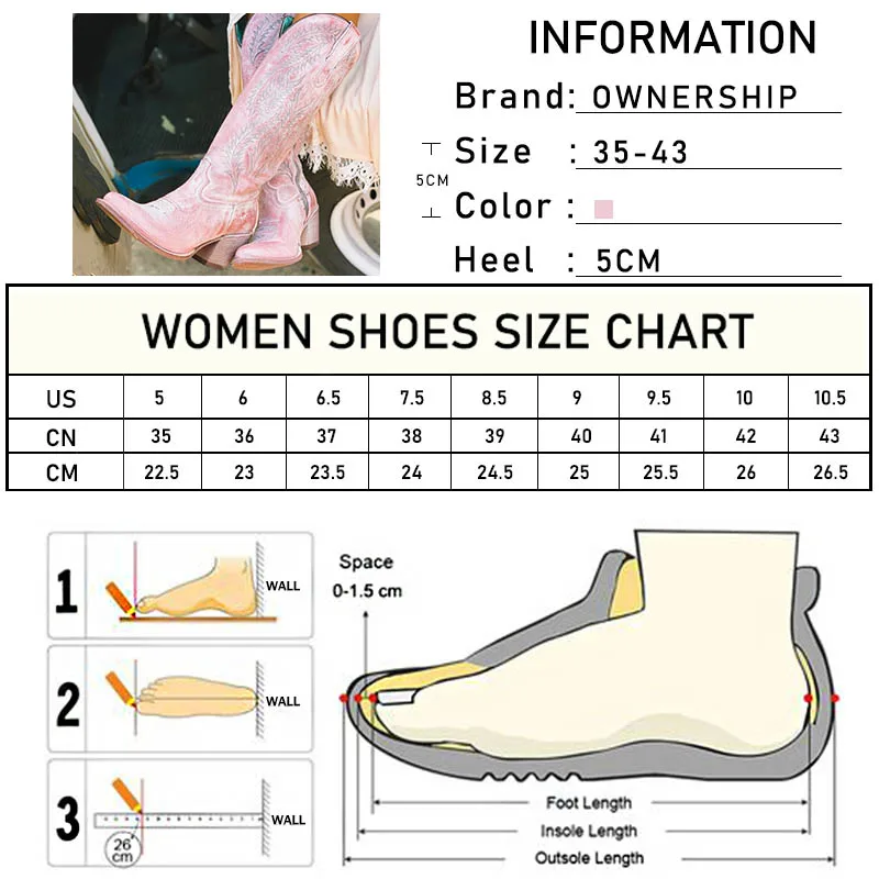 Женские сапоги до середины икры Кожаные женские ковбойские в ковбойском стиле