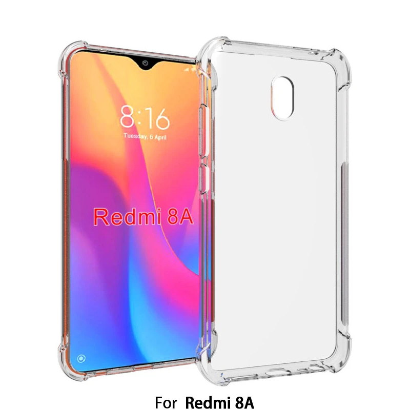 Прозрачный чехол для Xiaomi Redmi 8 противоударный с четырьмя углами защитный
